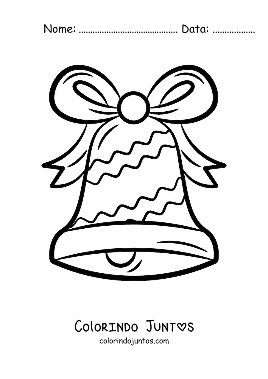 Desenho para colorir de sino de Natal com laço grande