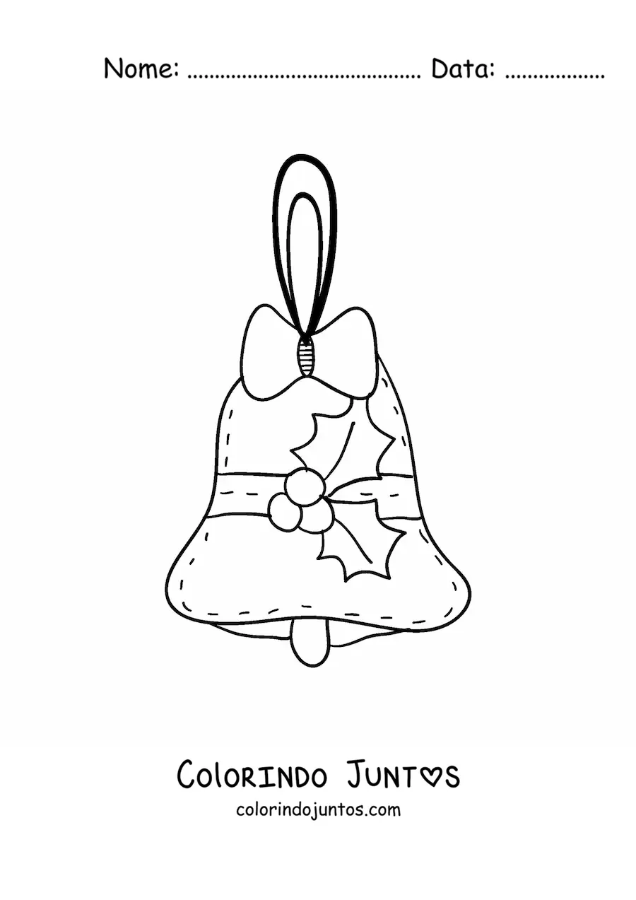 Desenho para colorir de enfeite de sino natalino