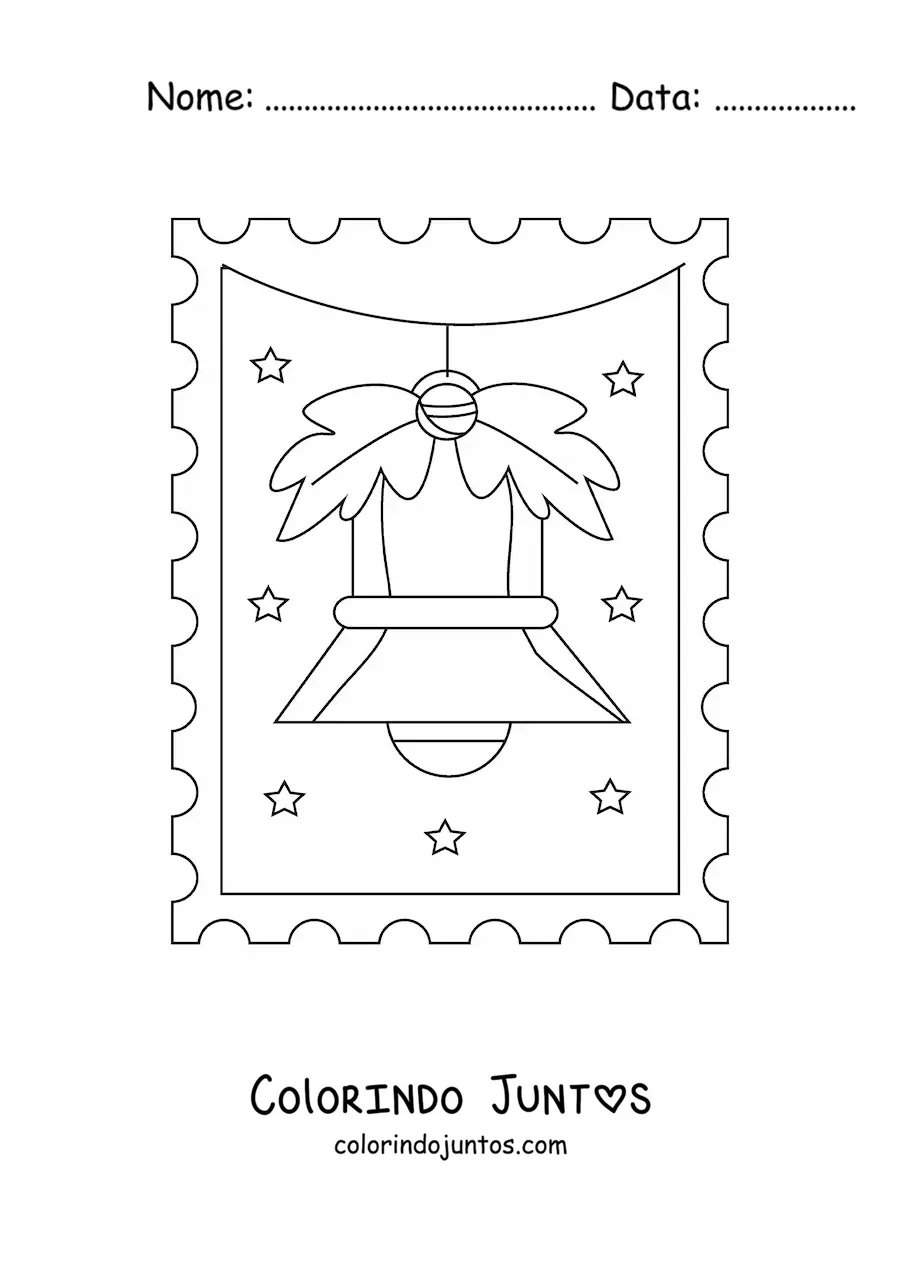Desenho para colorir de sino natalino simples