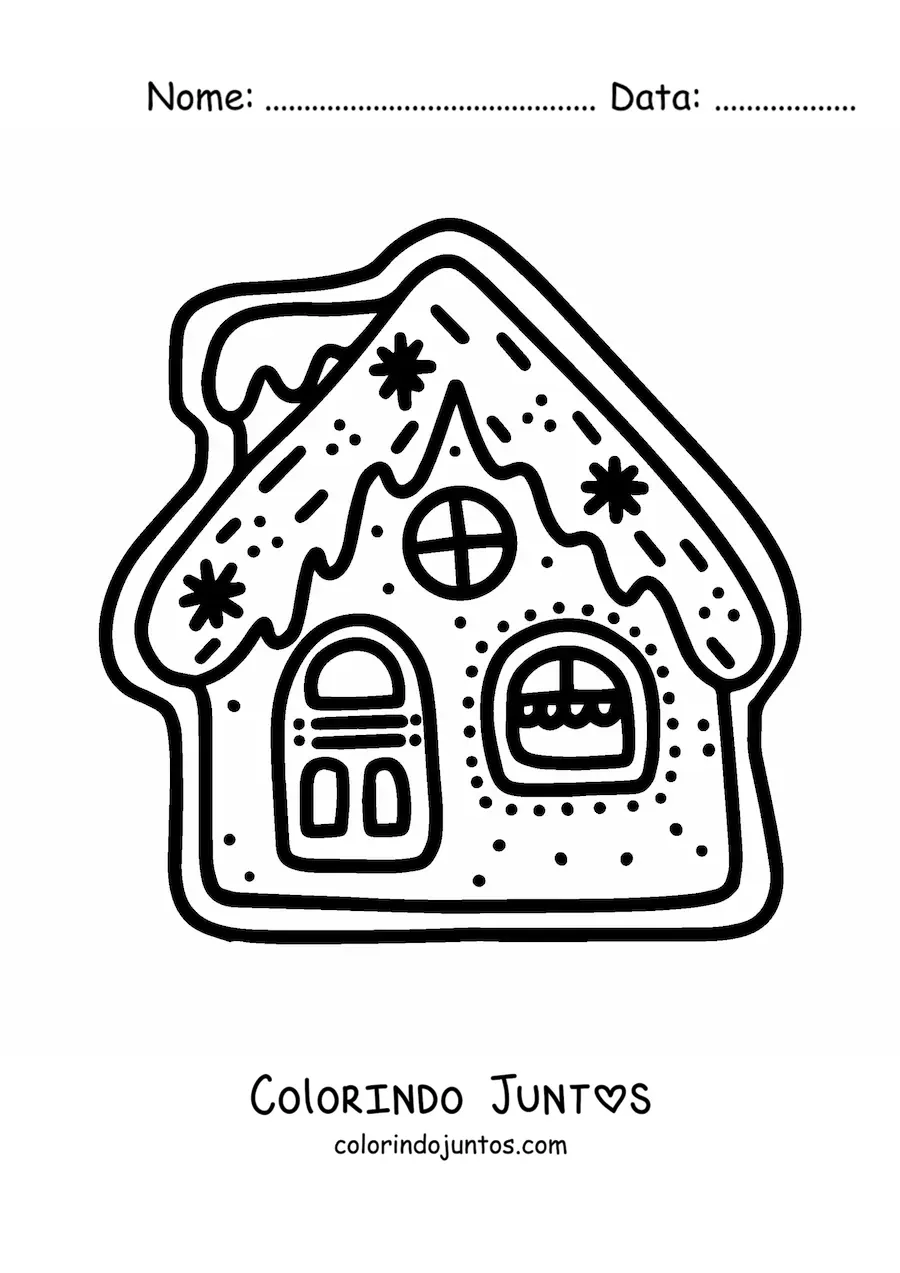 Desenho para colorir de biscoito de casa de gengibre