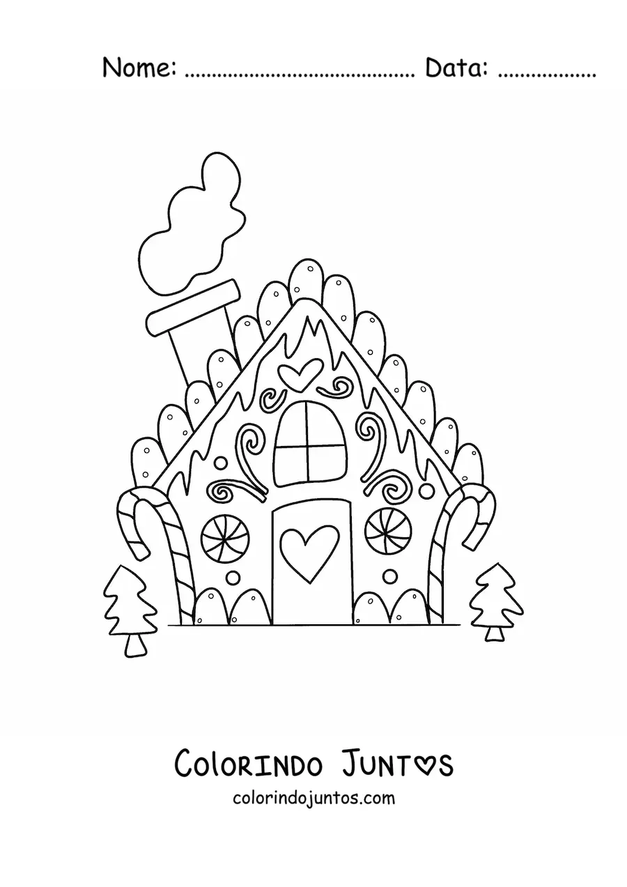 Desenho para colorir de casa de gengibre natalina
