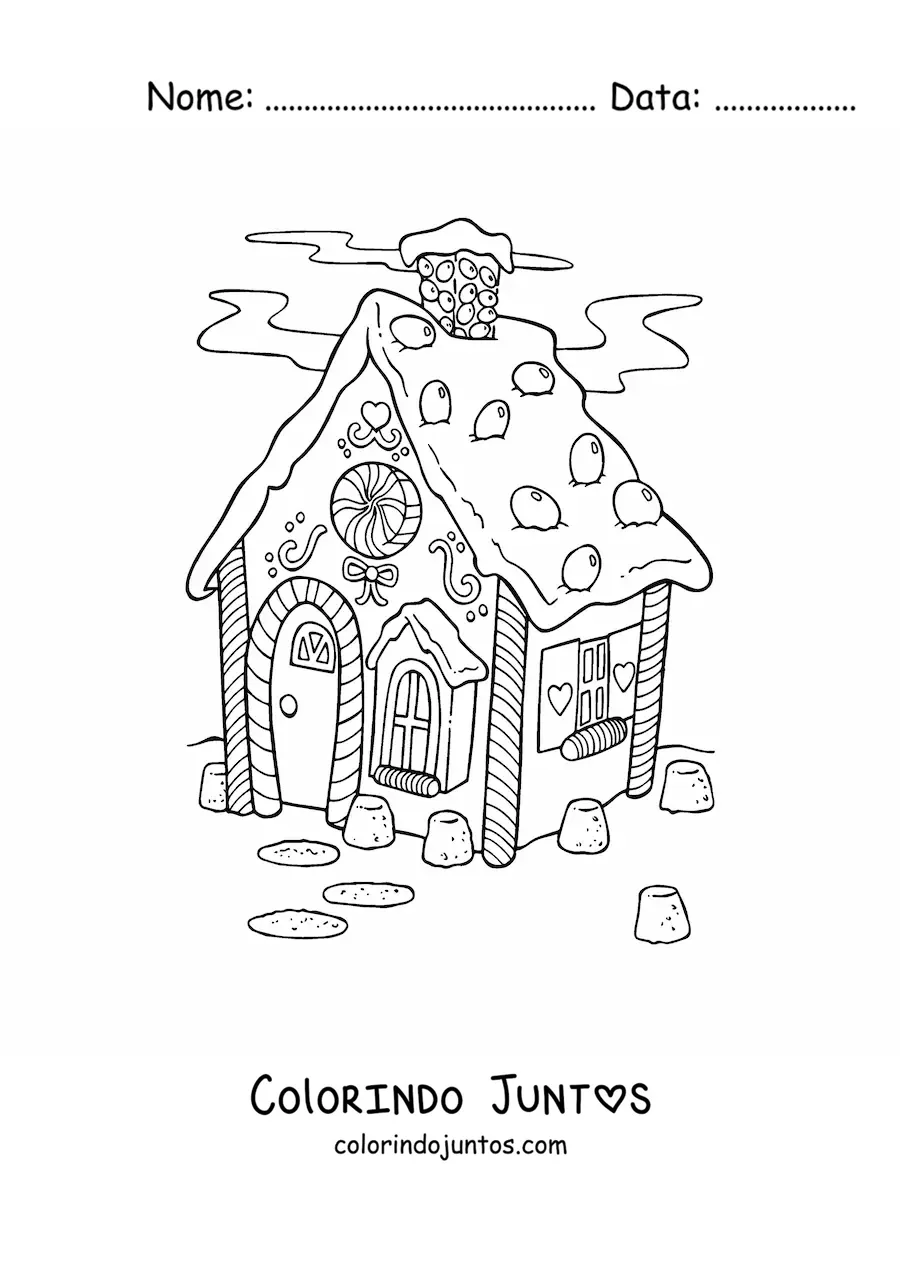 Desenho para colorir de casinha de gengibre realista