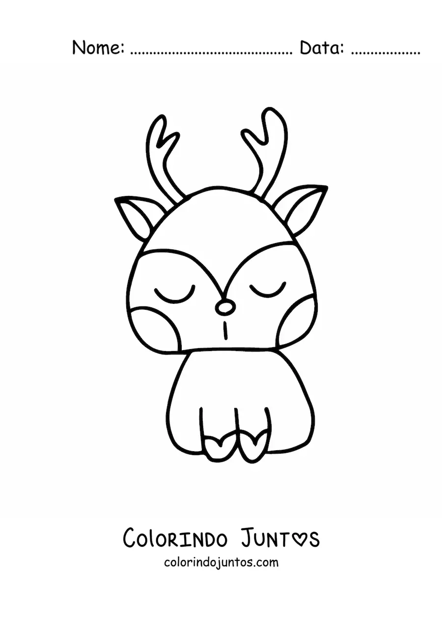 Desenho para colorir de rena kawaii