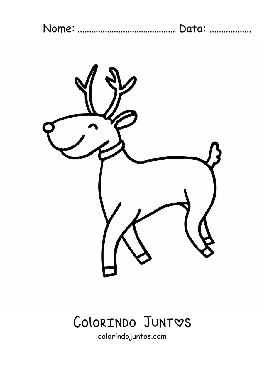 Desenho para colorir de rena caminhando