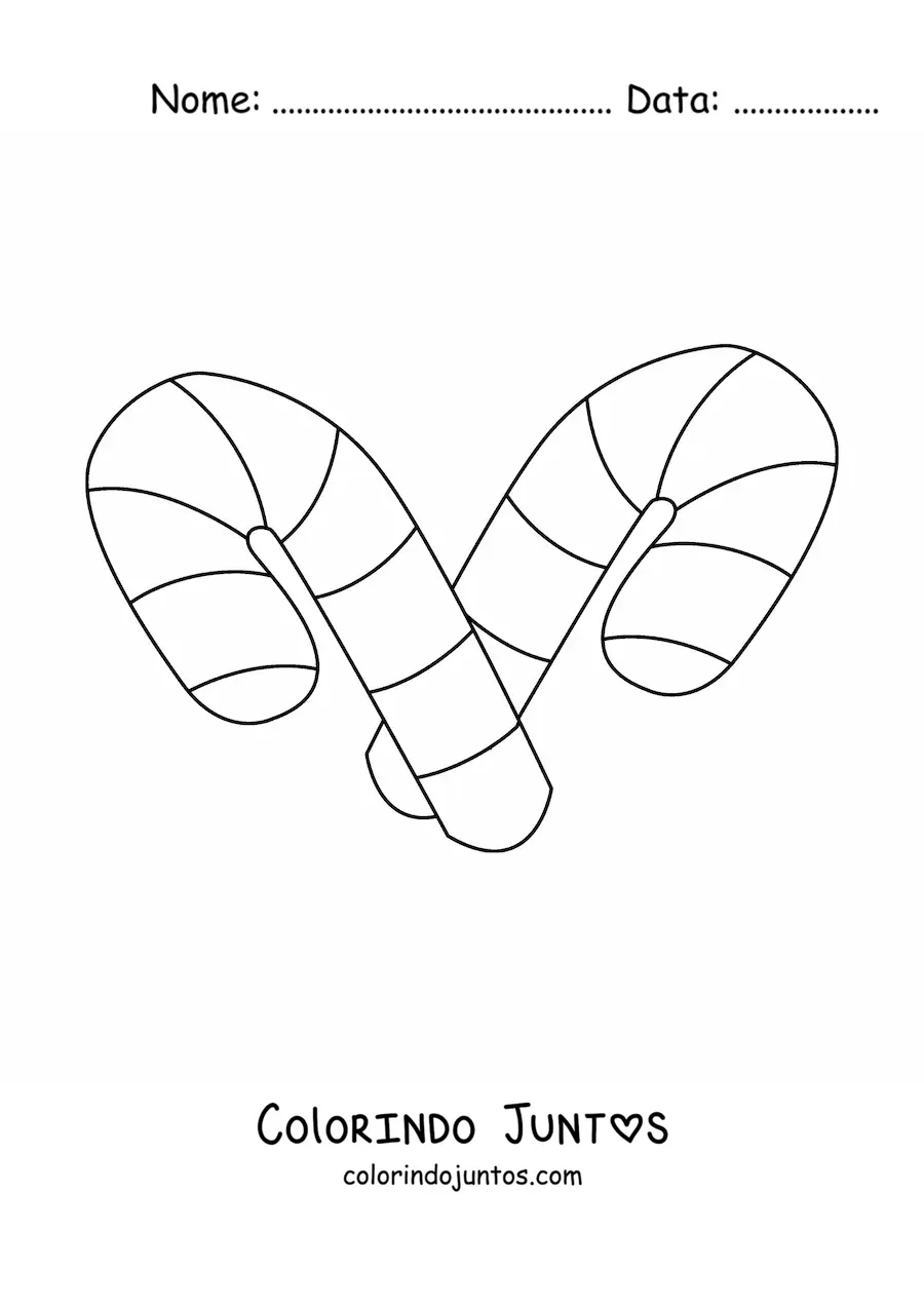 Desenho para colorir de bengalas de doce simples