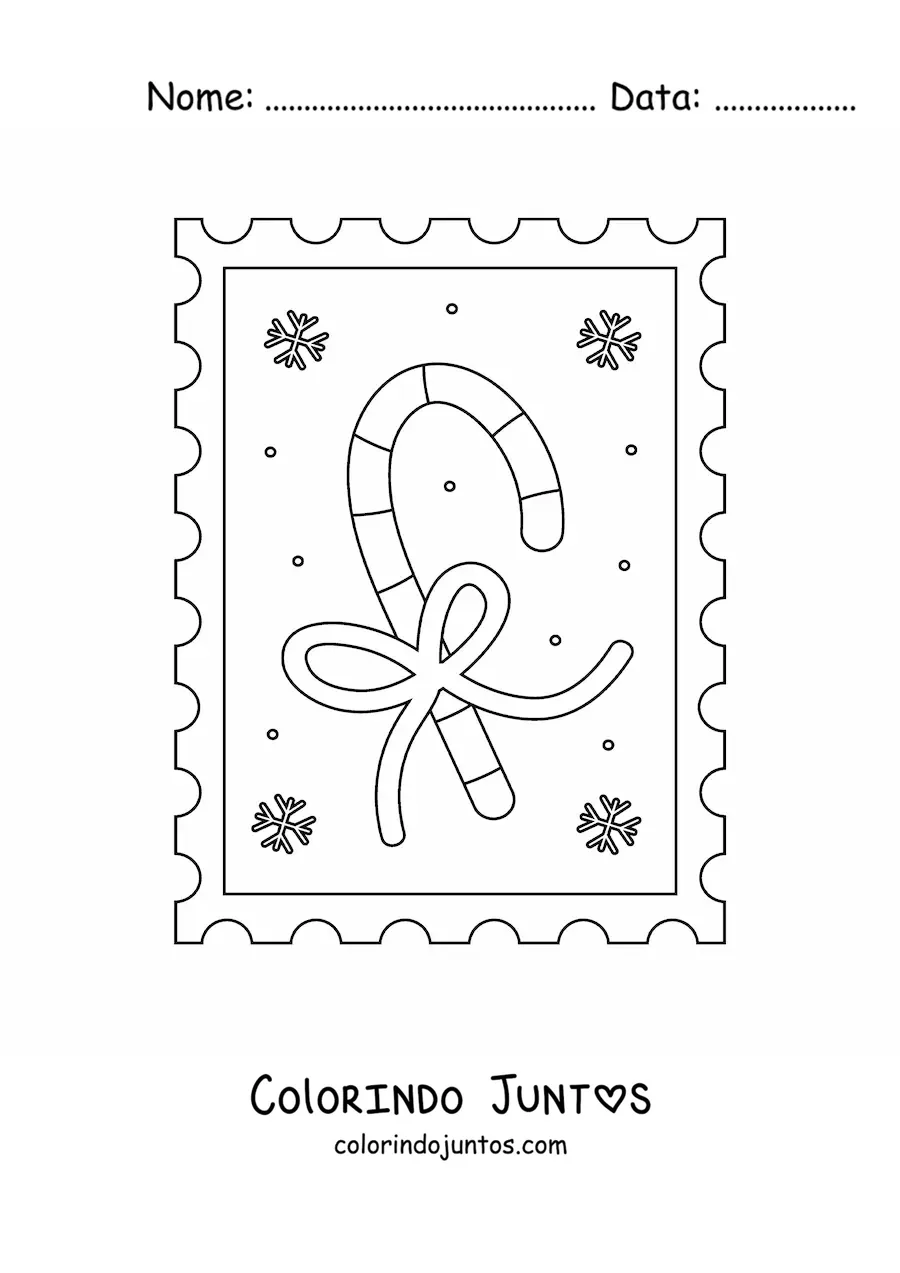 Desenho para colorir de bengala de doce de Natal