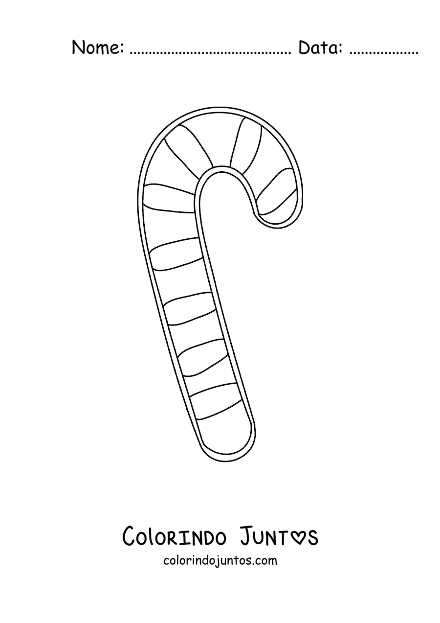 Desenho para colorir de bengala de doce simples grande