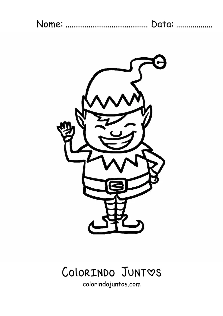 Desenho para colorir de menino ajudante do Papai Noel