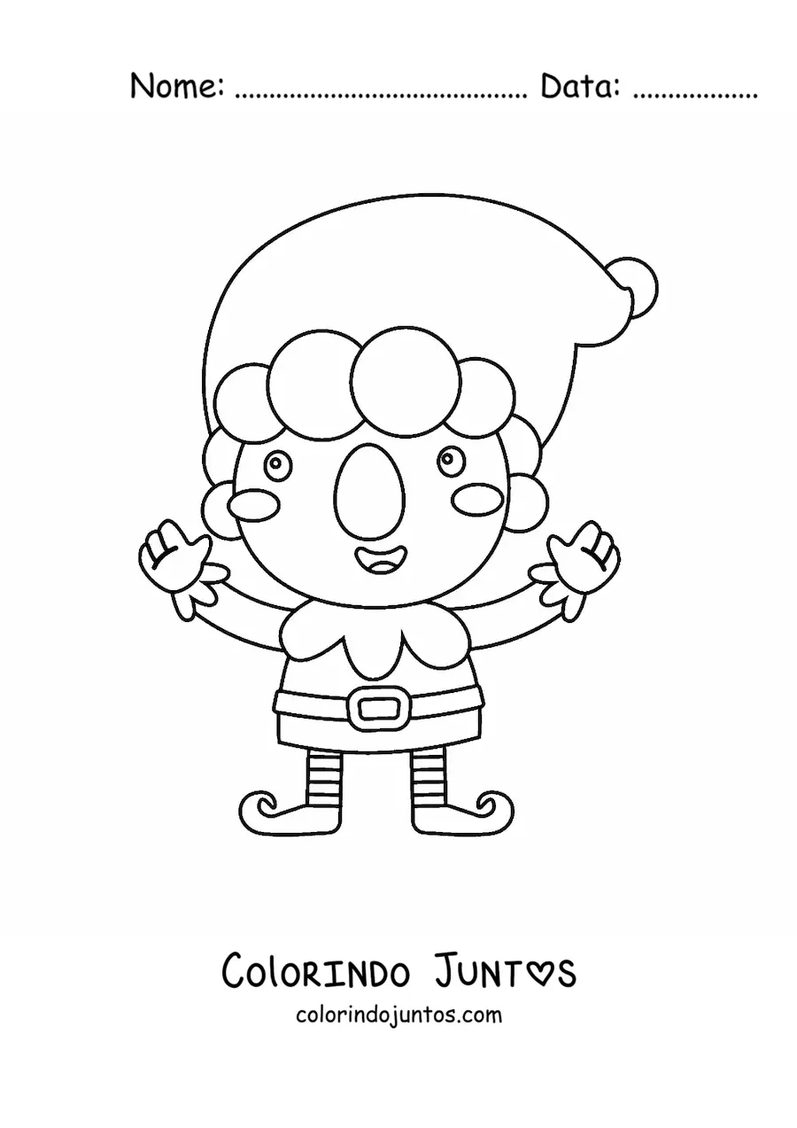 Desenho para colorir de elfo de Natal animado