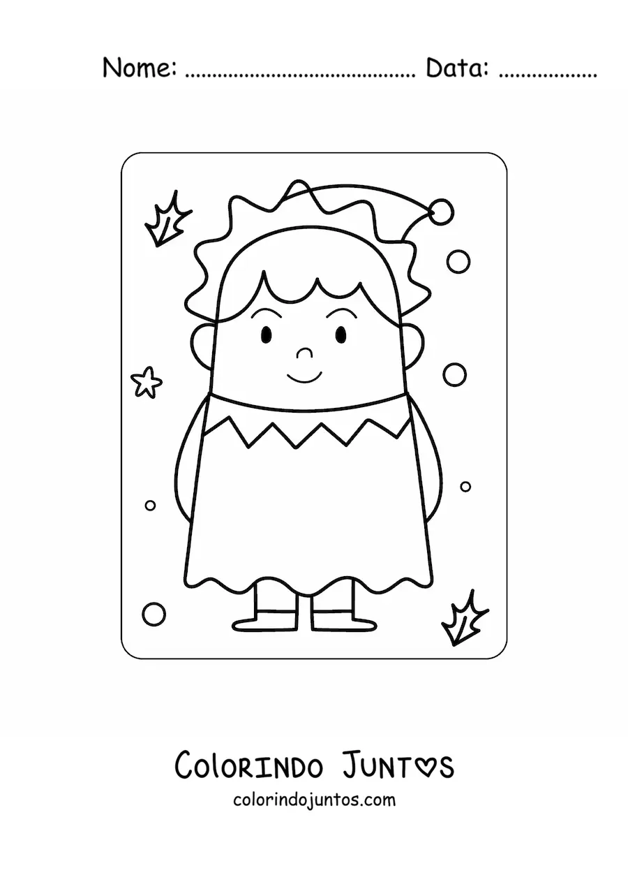 Desenho para colorir de elfo de Natal animado kawaii