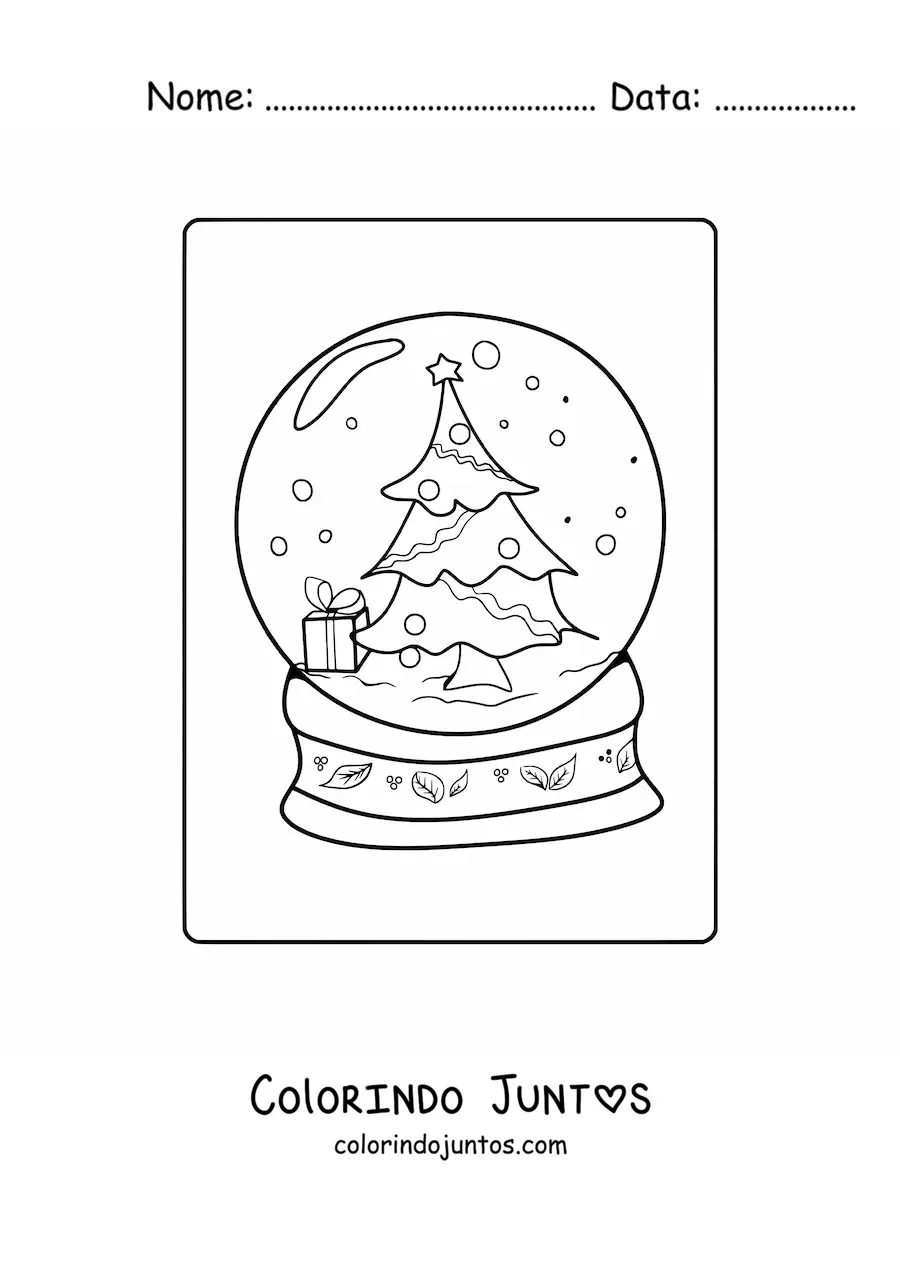 Desenho para colorir de globo de neve com arvore de Natal