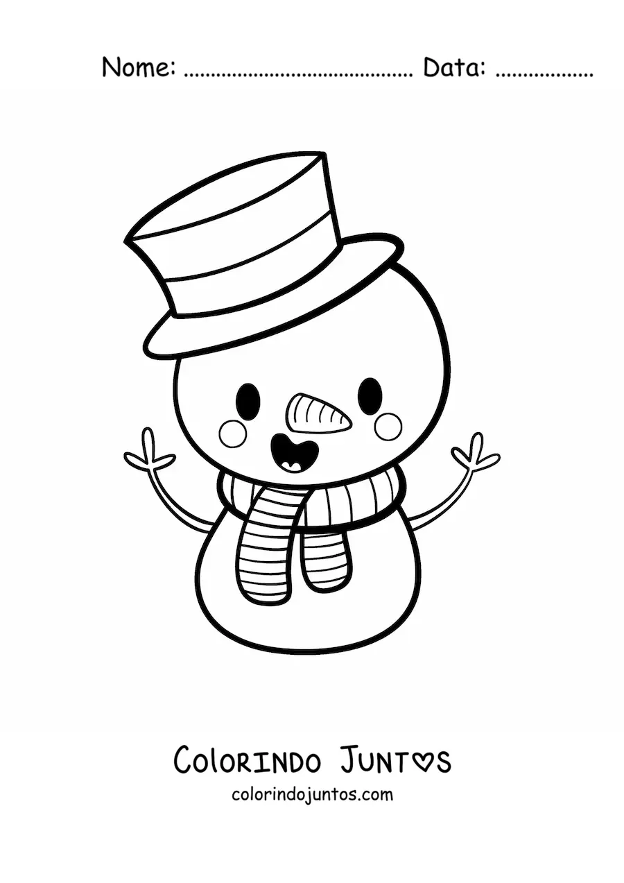 Desenho para colorir de boneco de neve kawaii
