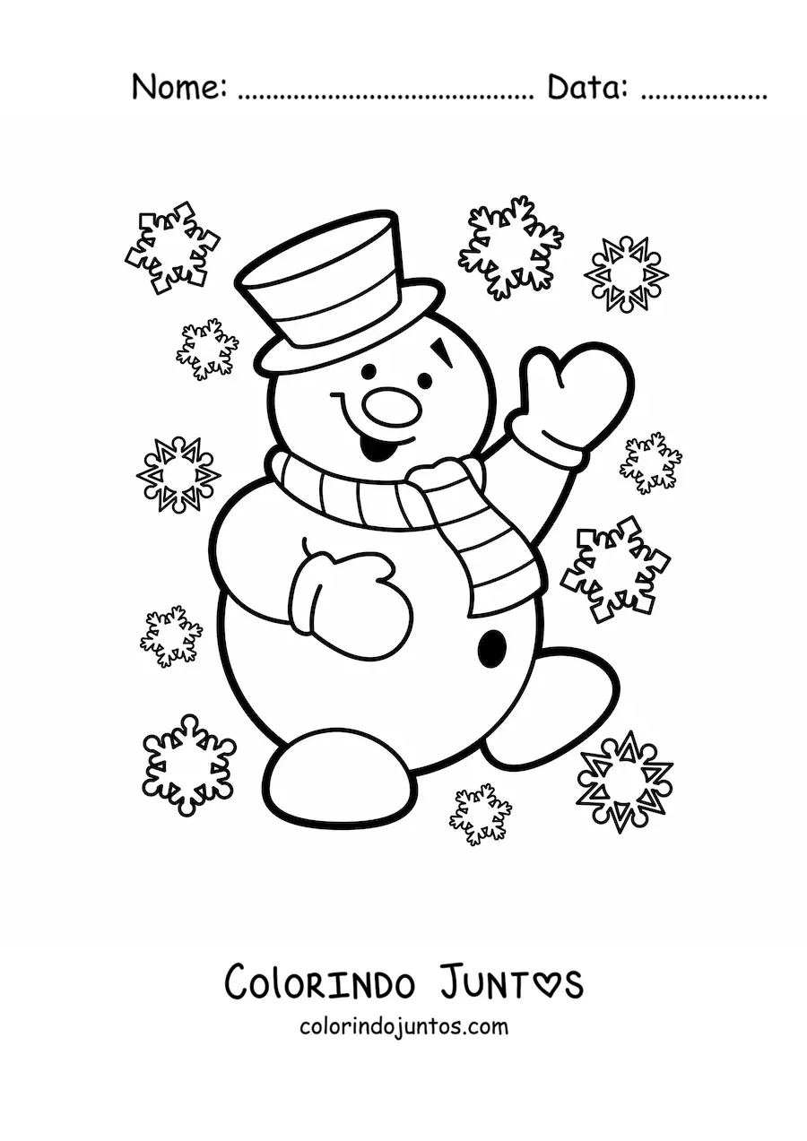 Desenho para colorir de boneco de neve animado