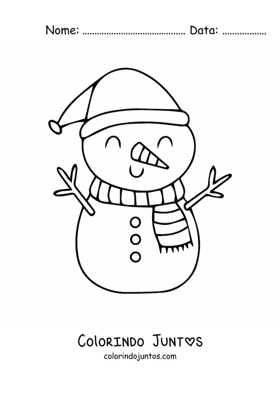 Desenho para colorir de boneco de neve gigante com cachecol