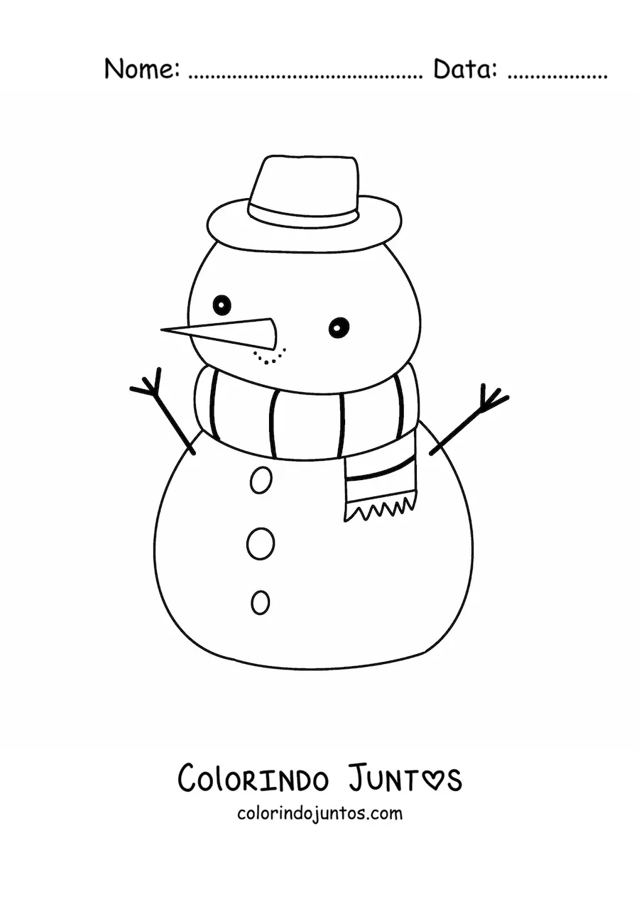 Desenho para colorir de boneco de neve simples