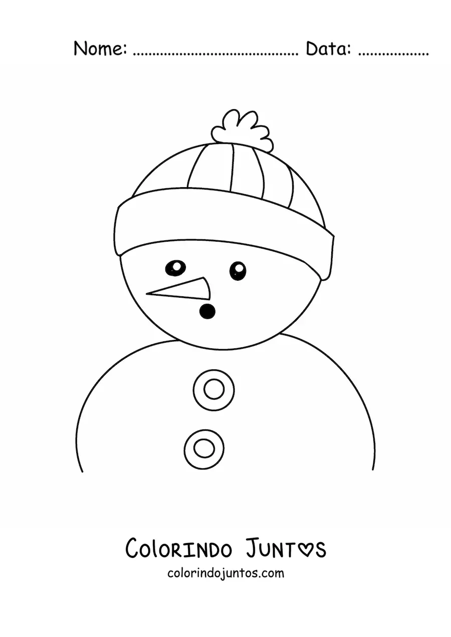 Desenho para colorir de boneco de neve surpreso