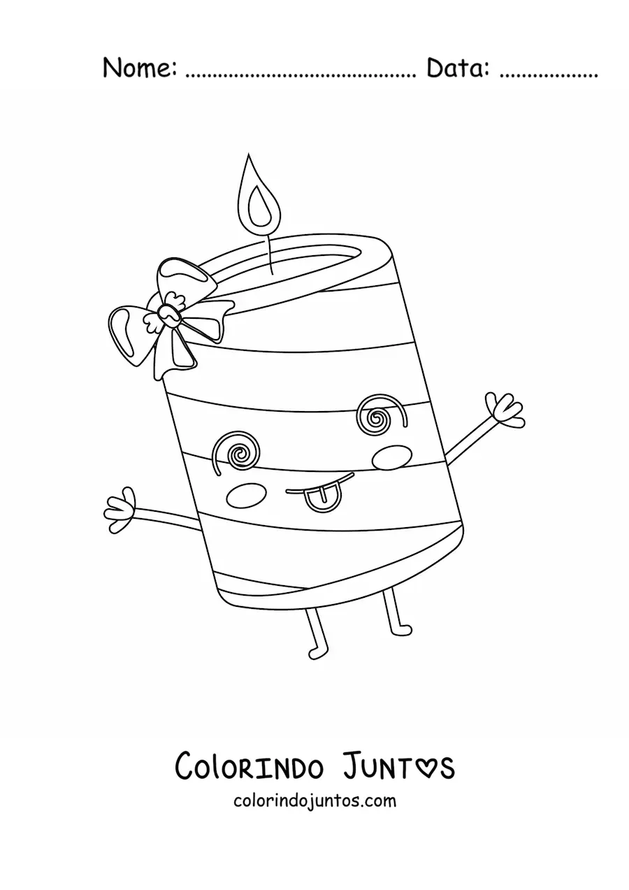 Desenho para colorir de vela de Natal animada