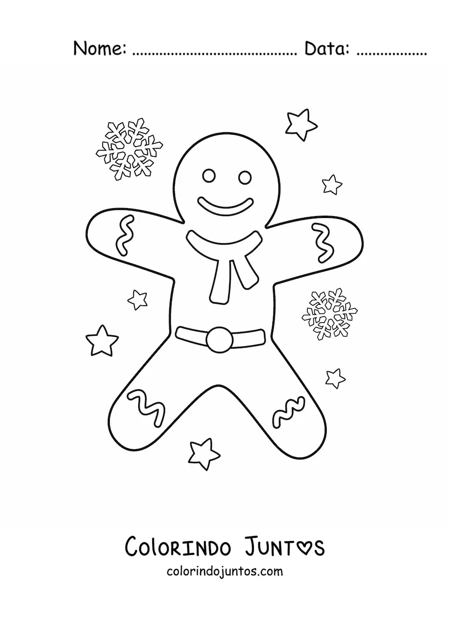 Desenho para colorir de homem-biscoito grande com cachecol