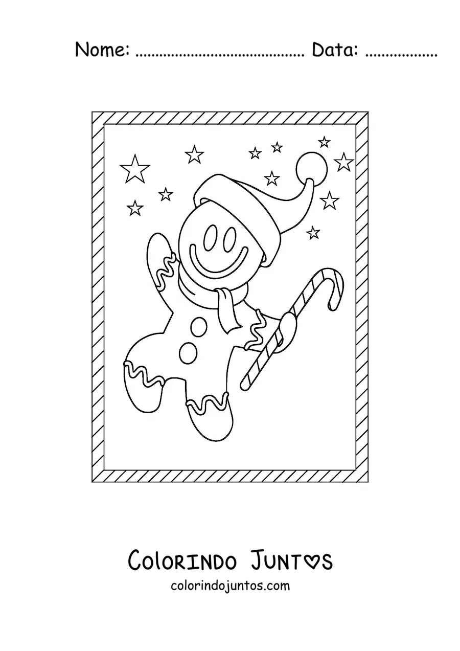 Desenho para colorir de caricatura de homem-biscoito