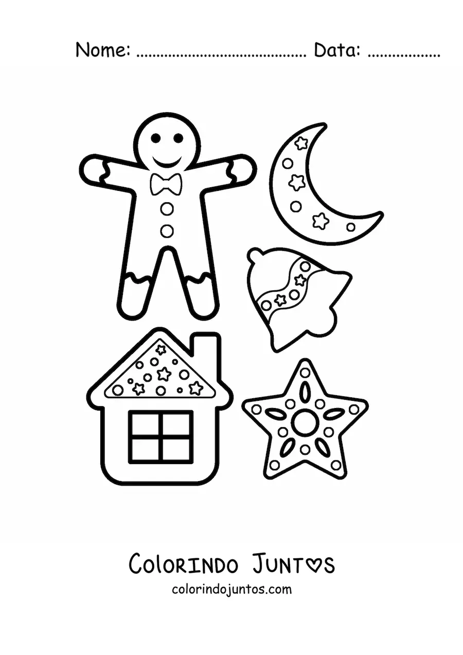 Desenho para colorir de homem-biscoito com biscoitos de gengibre
