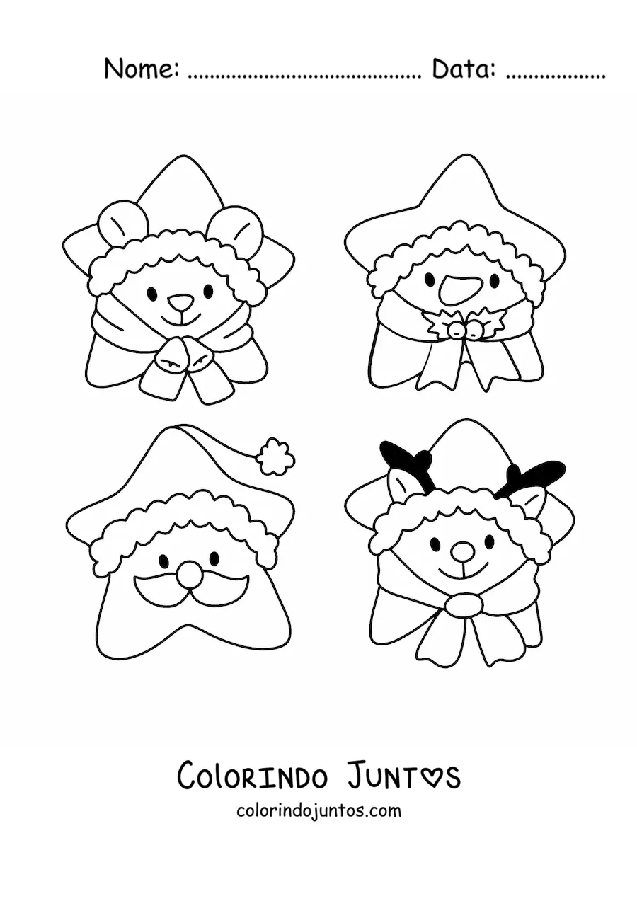 Desenho para colorir de biscoitos de personagens de Natal