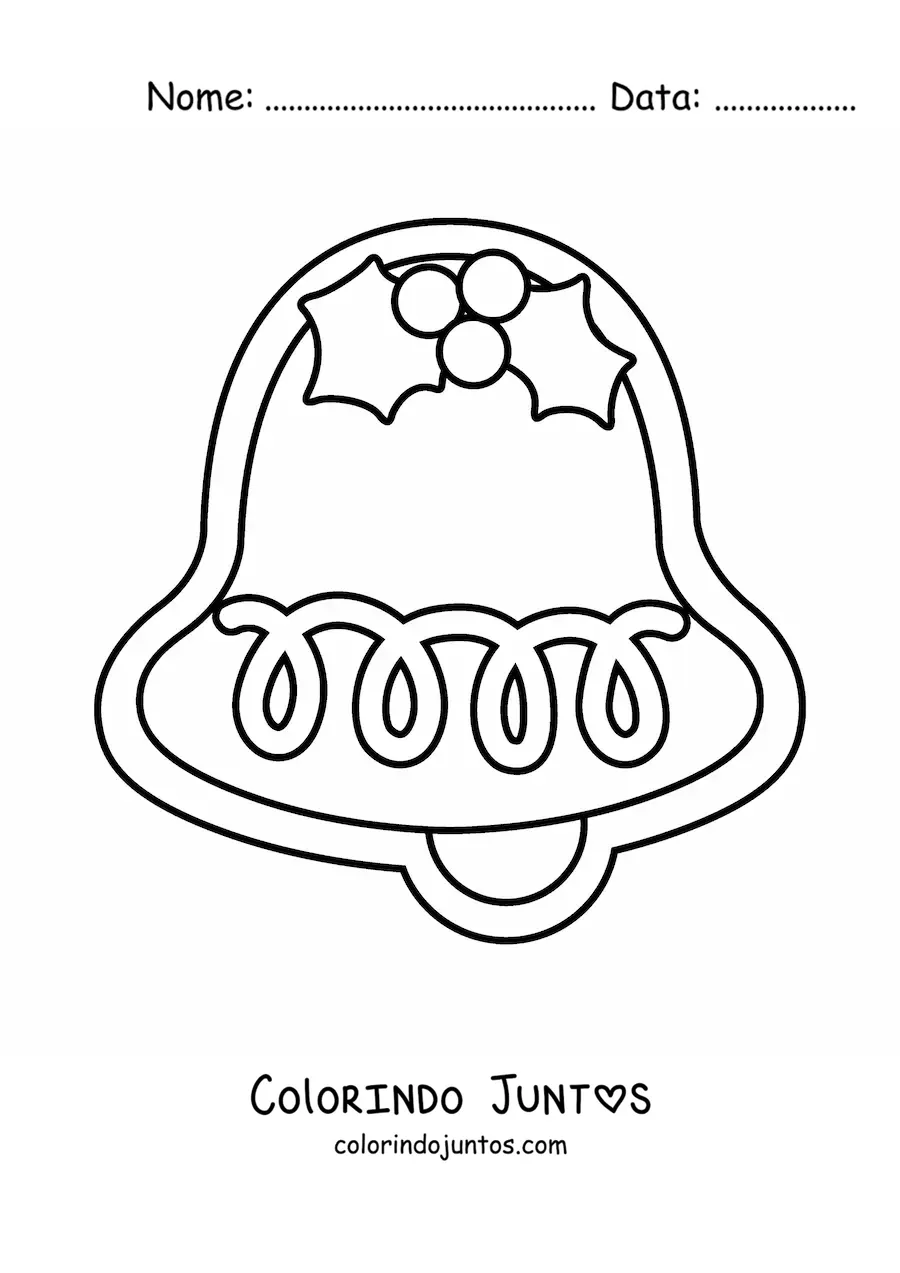 Desenho para colorir de biscoito em forma de sino de Natal