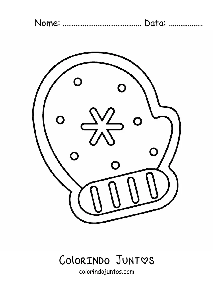 Desenho para colorir de biscoito em forma de luva de Natal
