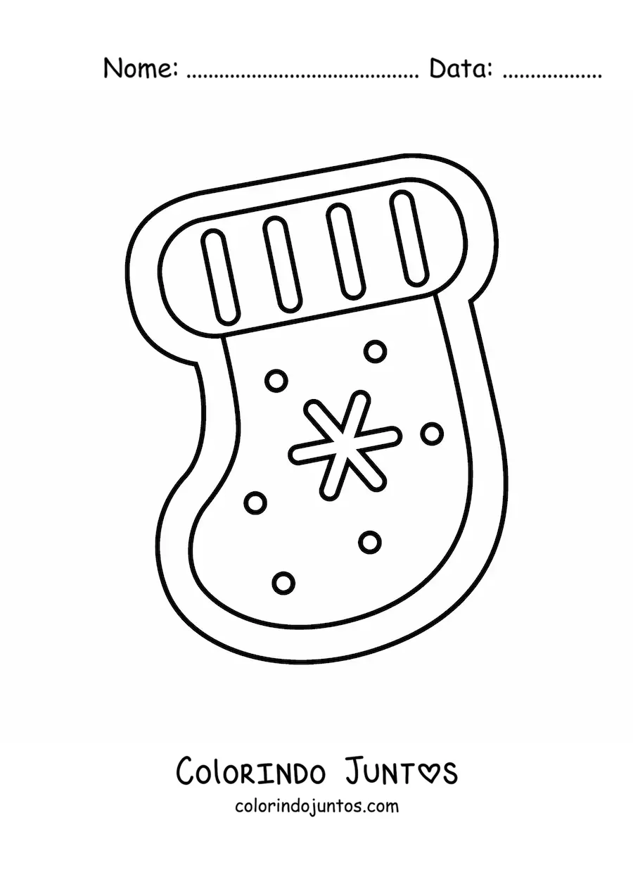 Desenho para colorir de biscoito em forma de bota de Natal