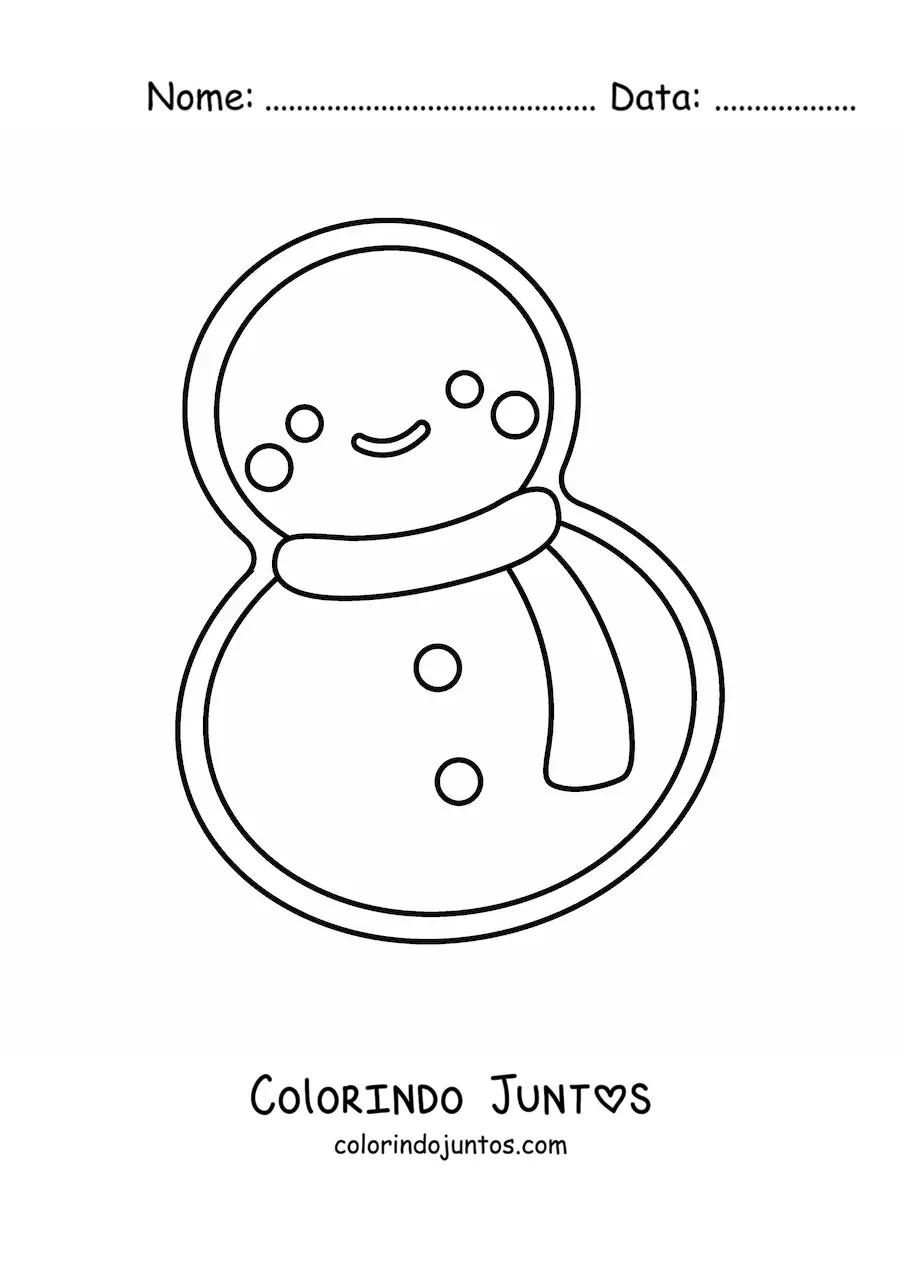 Desenho para colorir de biscoito em forma de boneco de neve