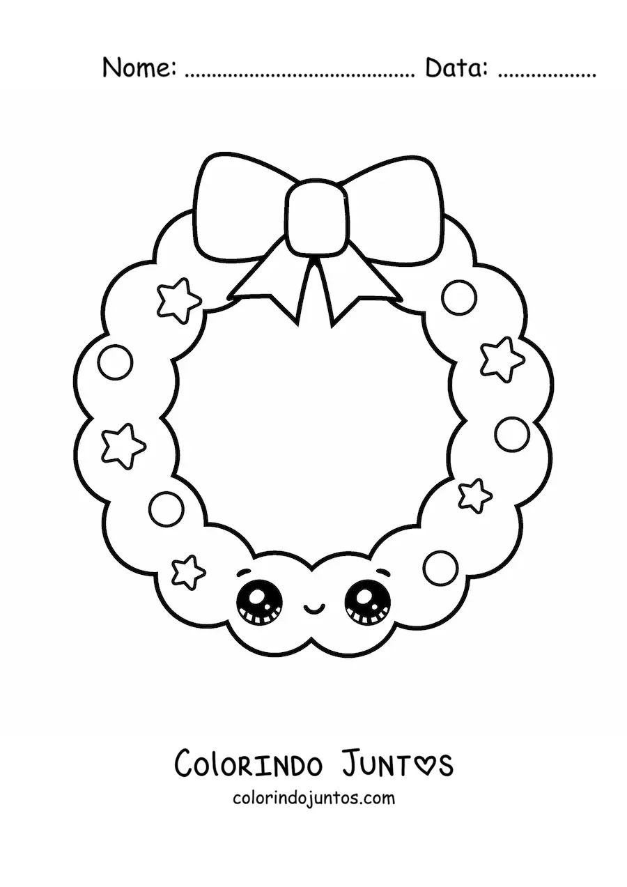 Desenho para colorir de guirlanda de Natal kawaii