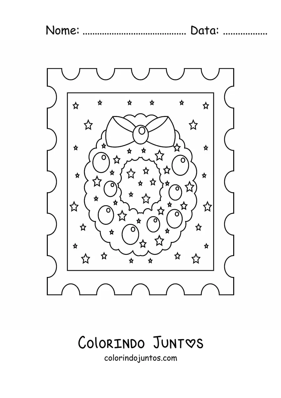 Desenho para colorir de guirlanda de Natal decorada