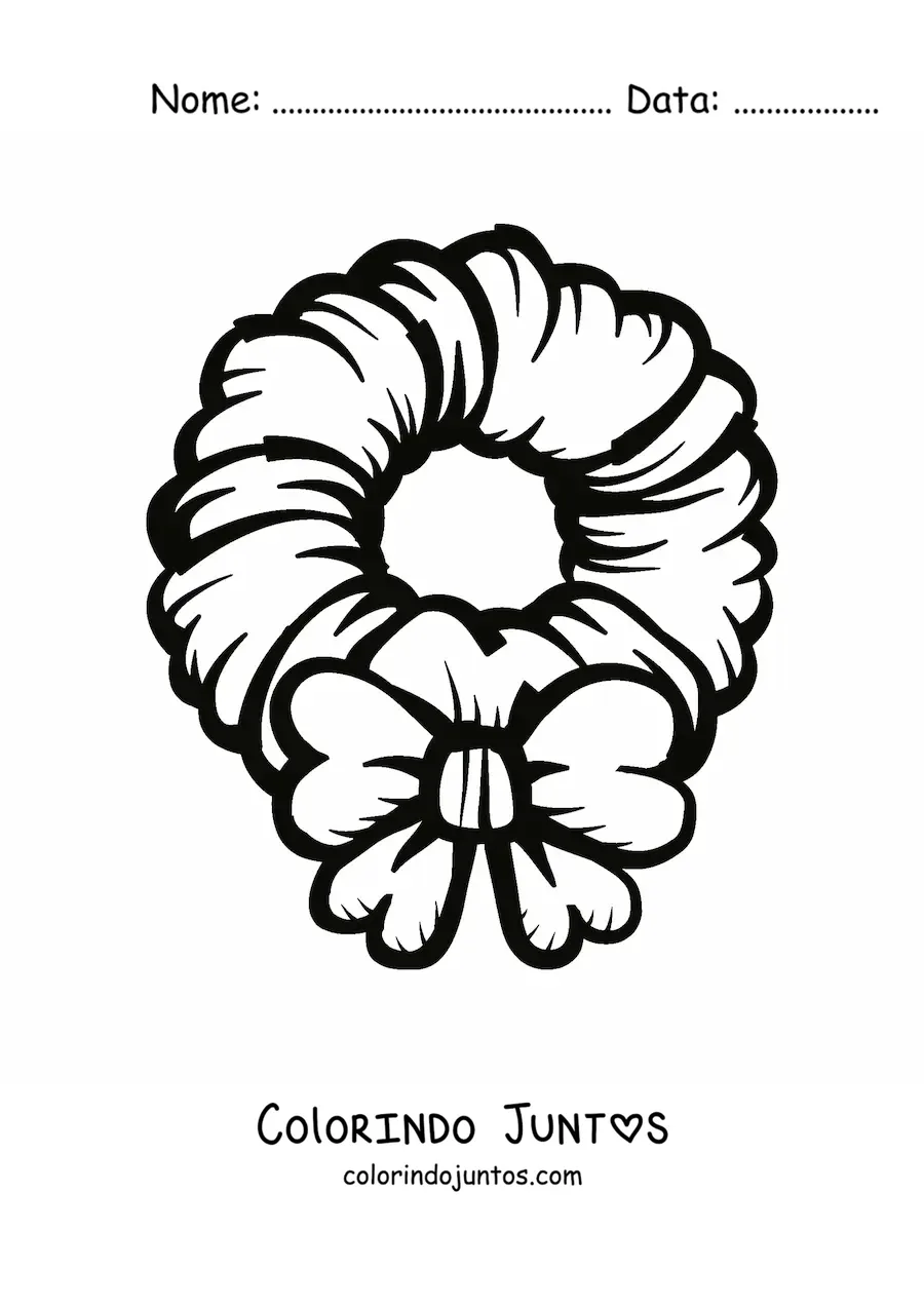 Desenho para colorir de guirlanda de Natal grande com laco