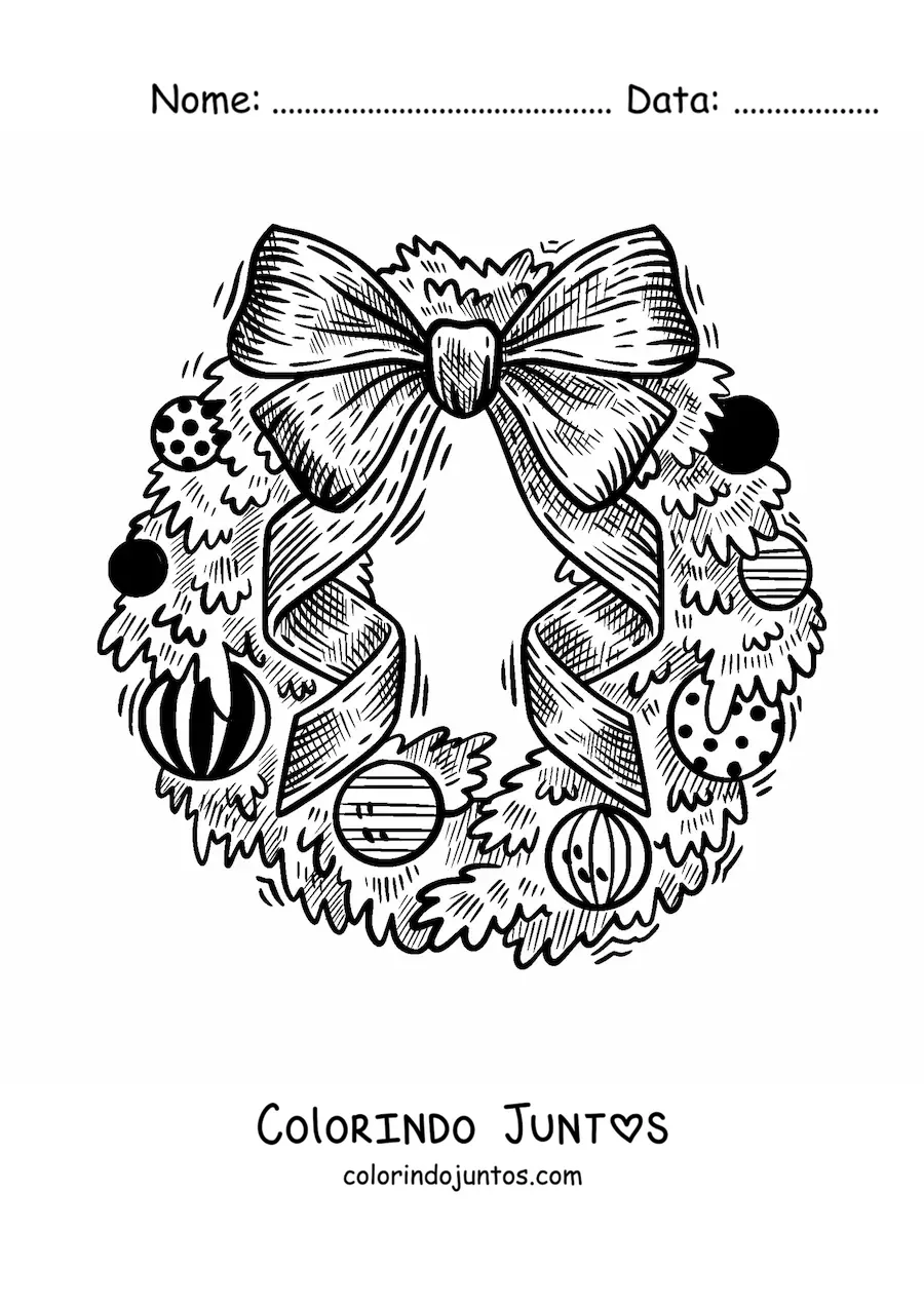 Desenho para colorir de guirlanda de Natal realista