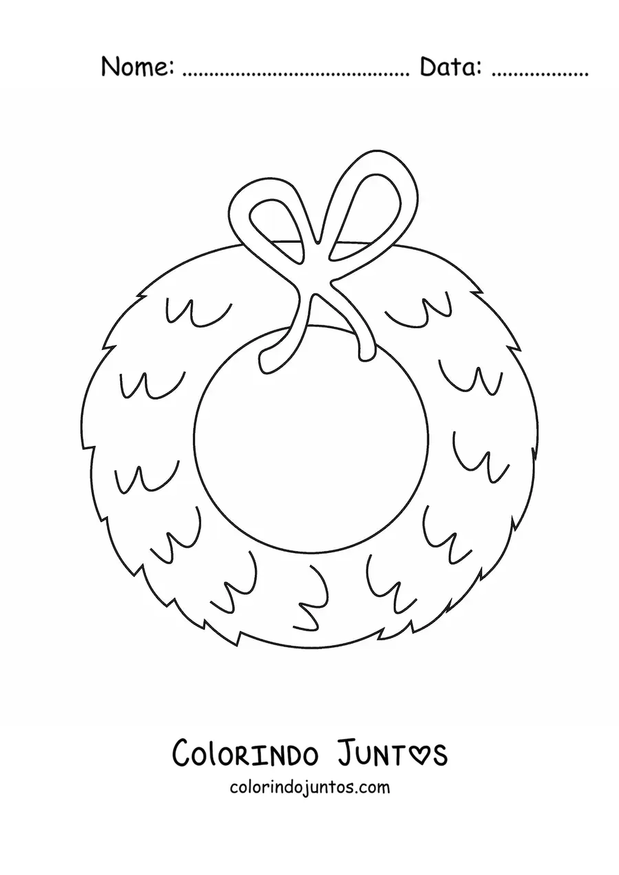 Desenho para colorir de guirlanda de Natal sem decoracao