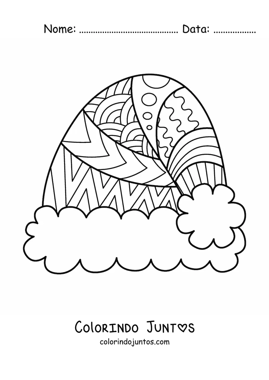 Desenho para colorir de gorro de Natal com mandala