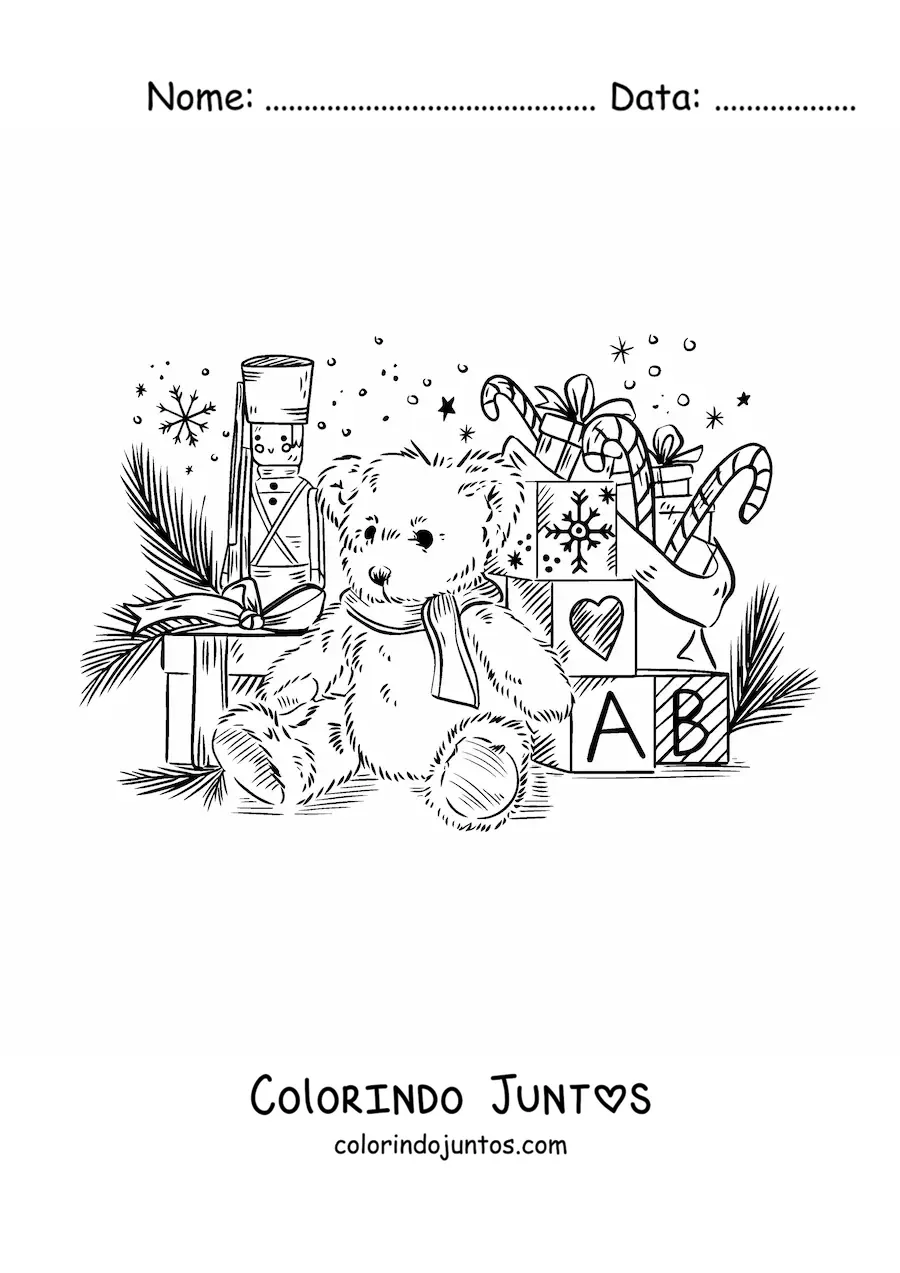 Desenho para colorir de urso de Natal de pelucia realista