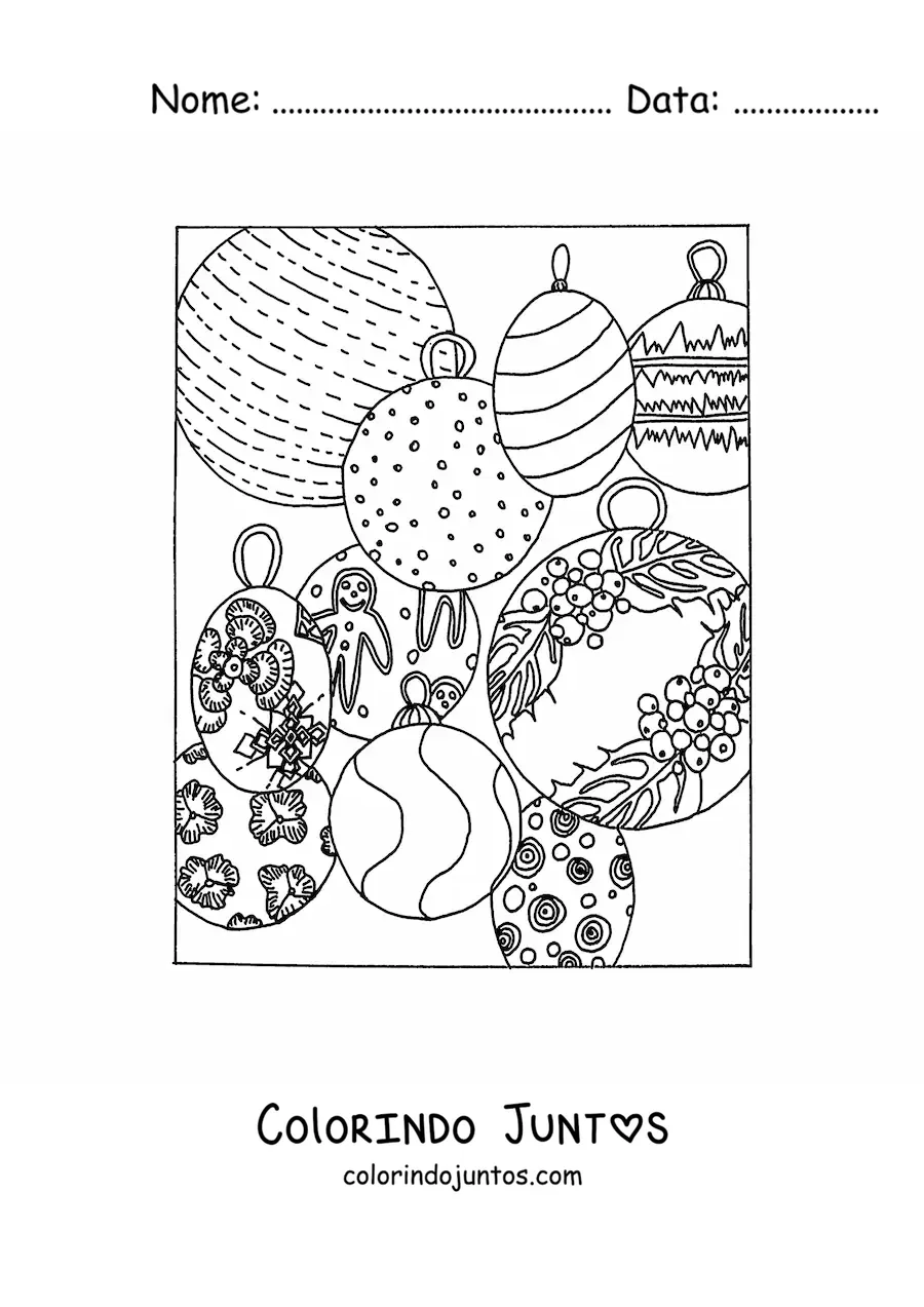 Desenho para colorir de bolas de Natal