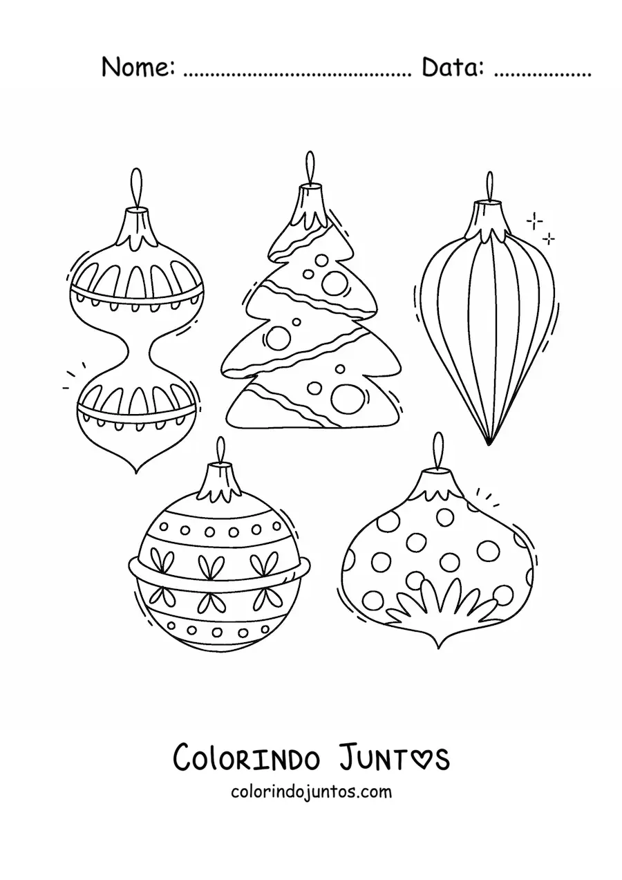 Desenho para colorir de bolas de Natal