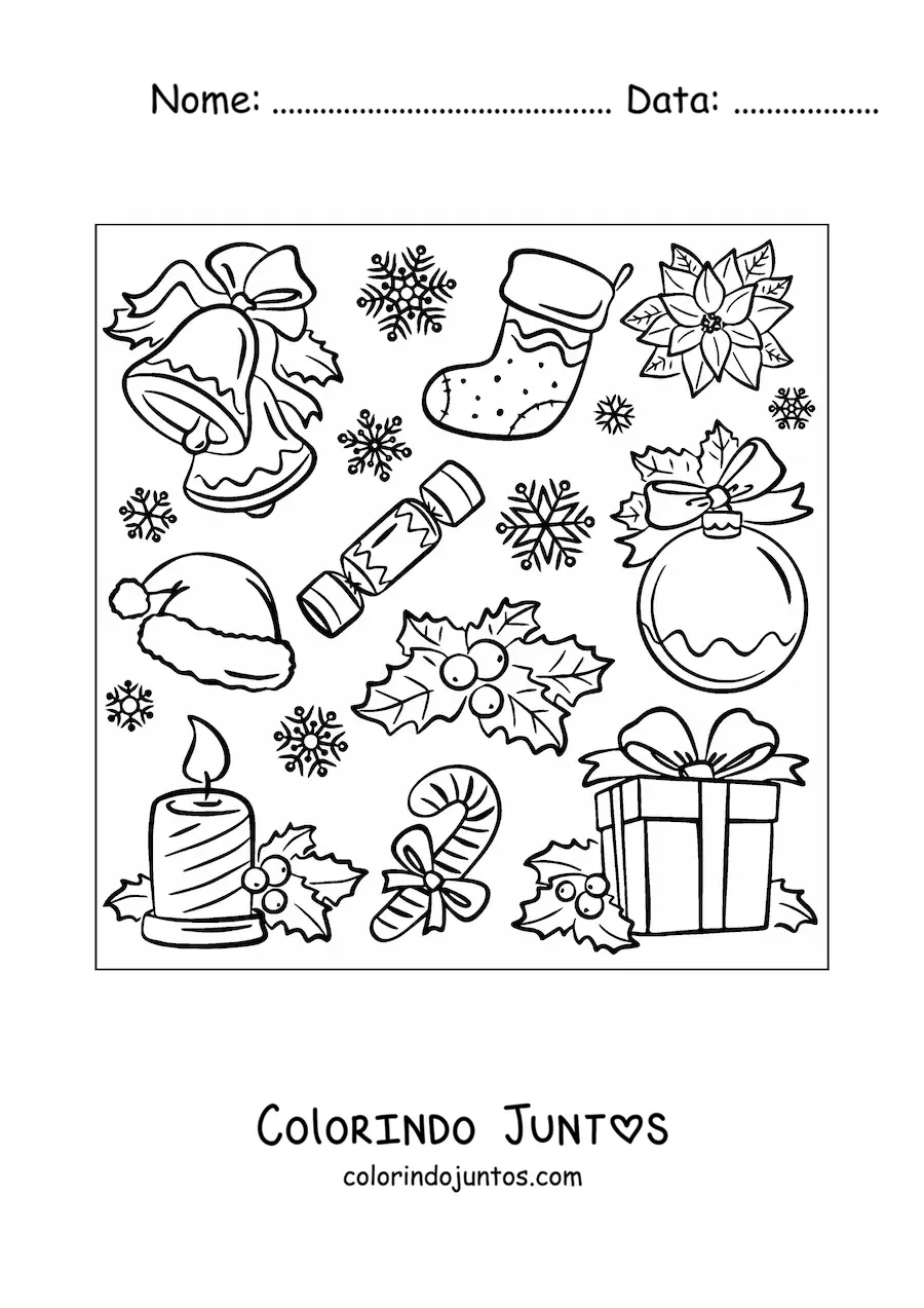Desenho para colorir de decoracoes de Natal