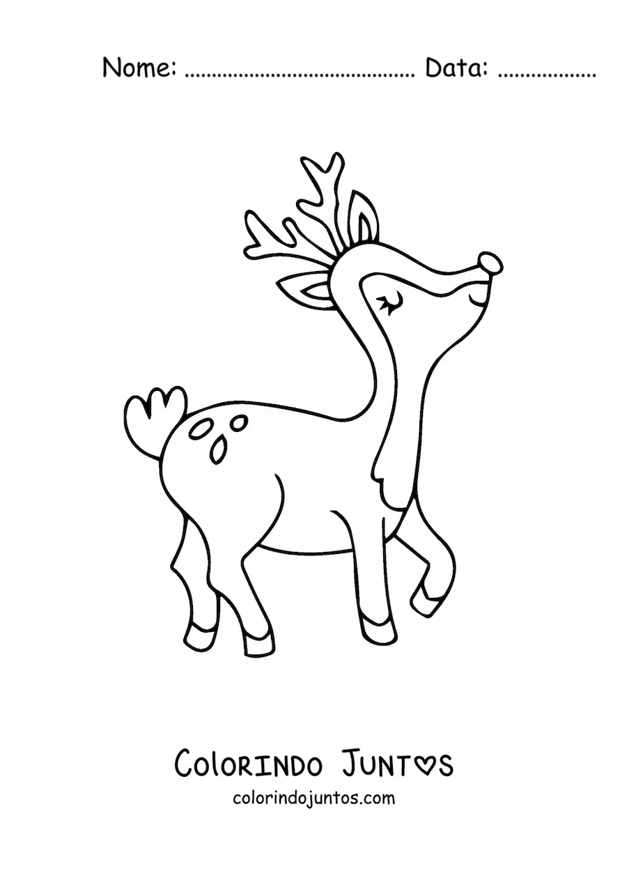 Desenho para colorir de cervo natalino caminhando