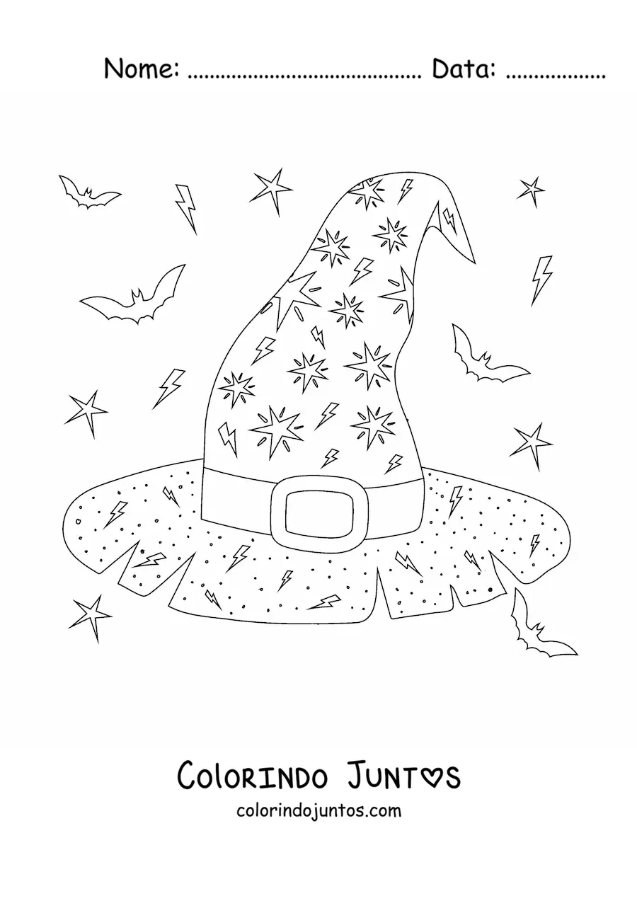 Desenho para colorir de chapéu de bruxa