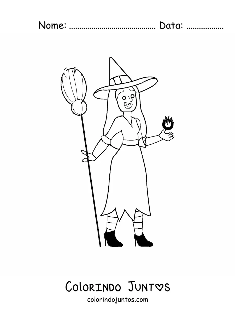 Desenho para colorir de bruxa bonita