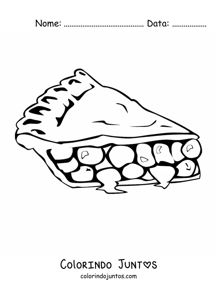 Desenho para colorir de uma fatia de torta de fruta