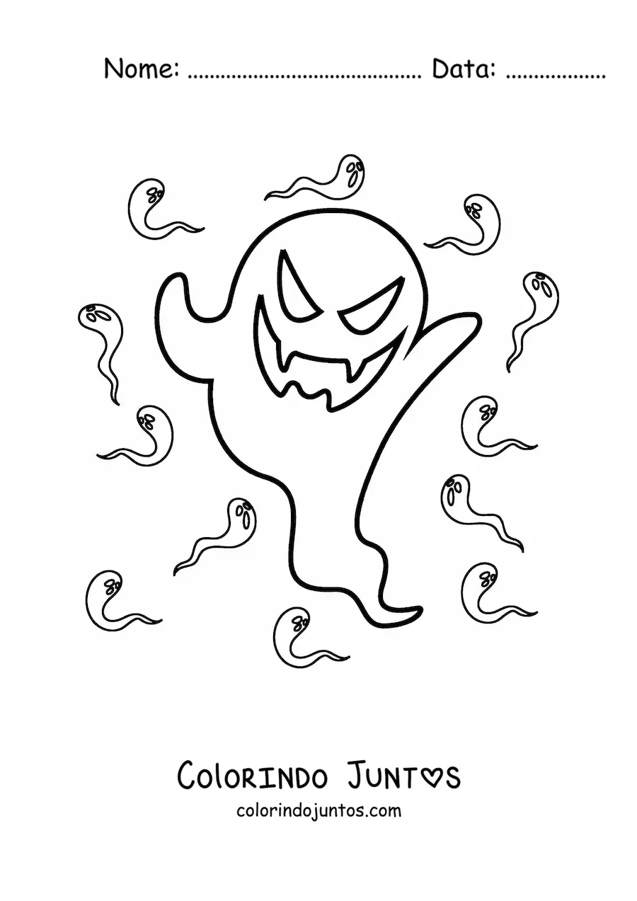 Desenho para colorir de fantasma assustador