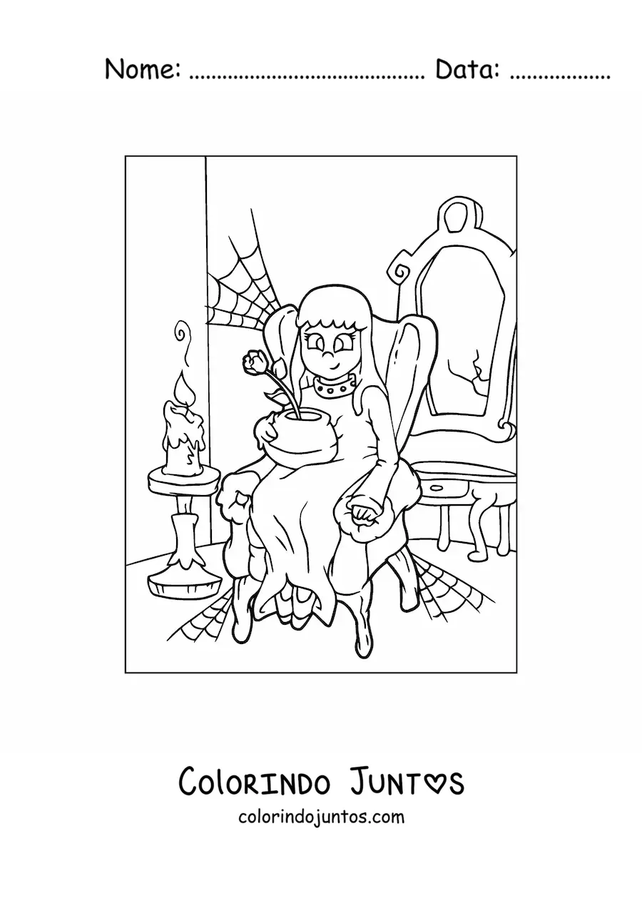 Desenho para colorir de fantasma realista em casa mal-assombrada
