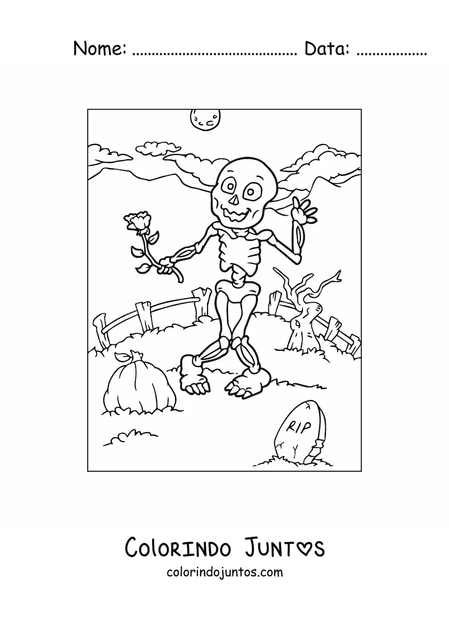 Desenho para colorir de esqueleto humano de Halloween