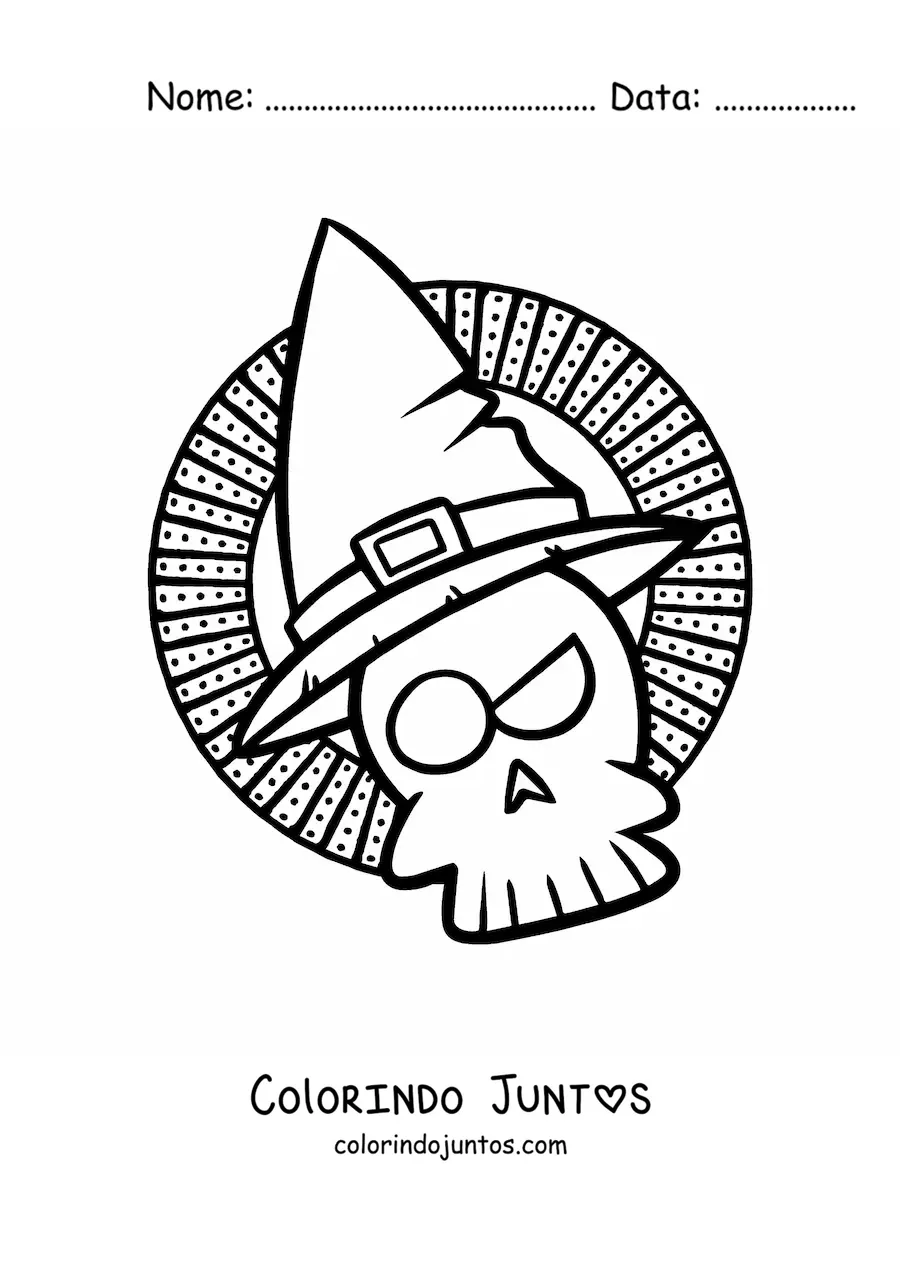 Desenho para colorir de caveira animada de Halloween