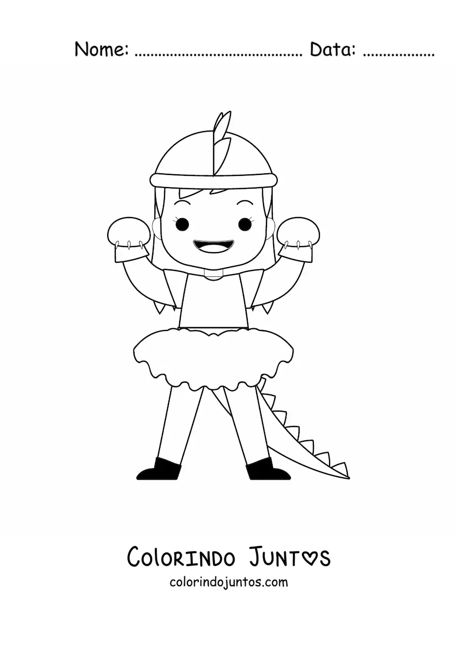 Desenho para colorir de menina fantasiada de monstro no Halloween