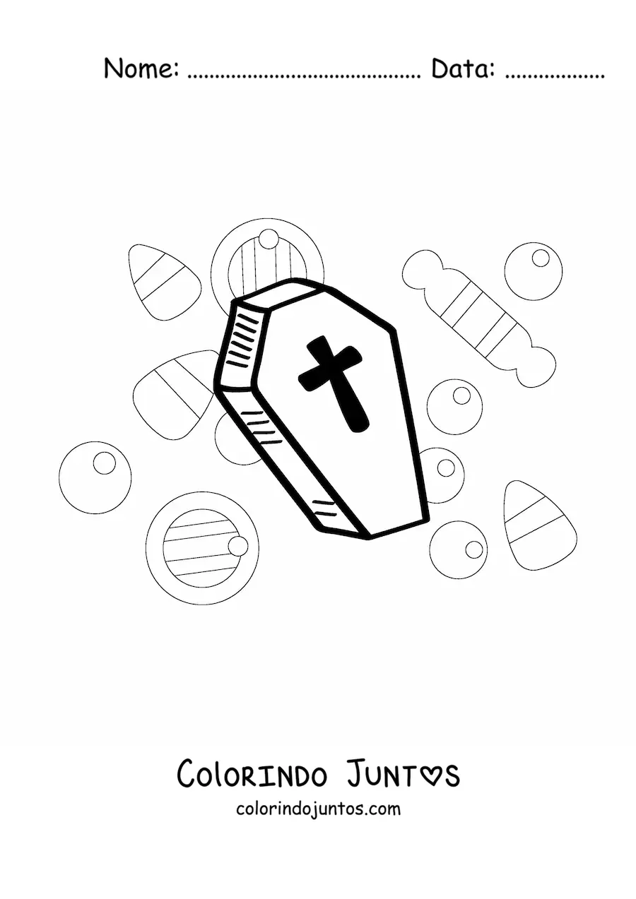 Desenho para colorir de túmulo fácil de Halloween
