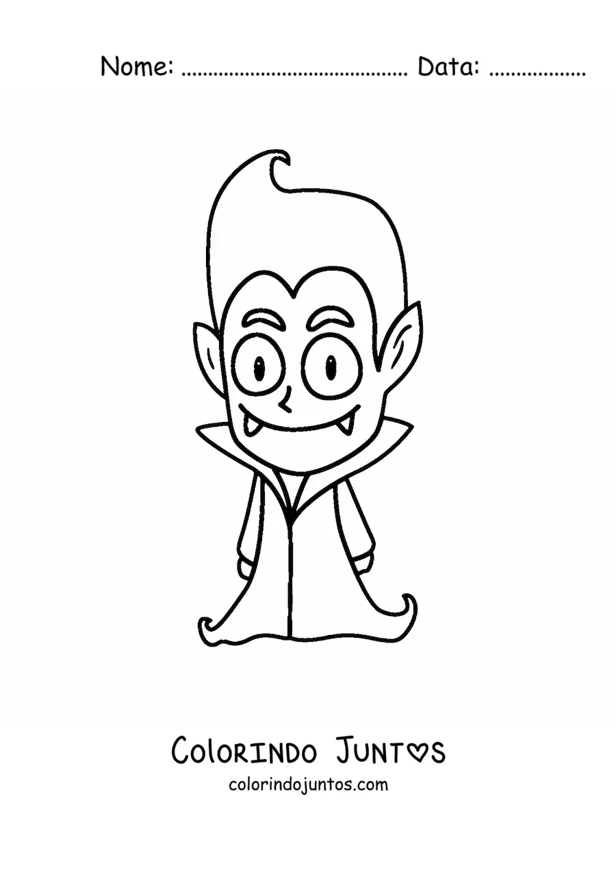 Desenho para colorir de vampiro animado fácil